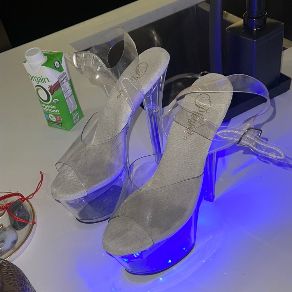 Pleaser Light up Clear Platform Heels
